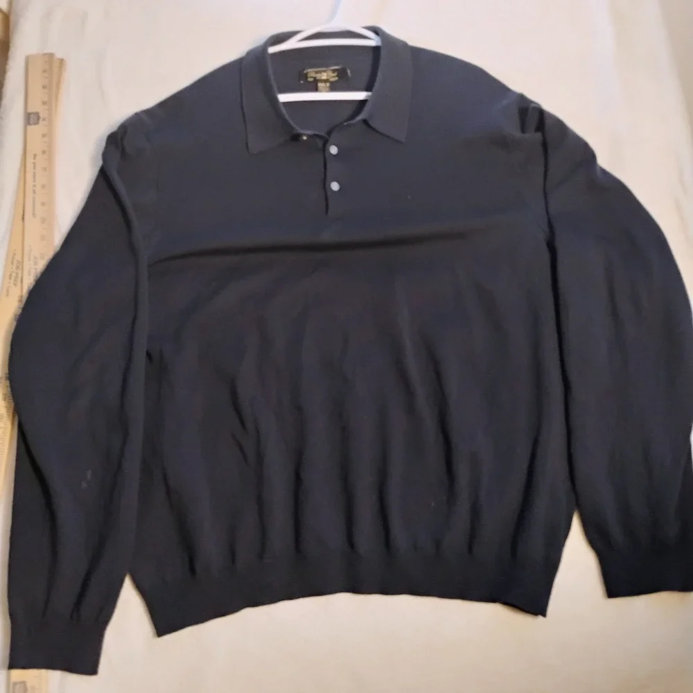 Pronto Uomo Mens Blue 100% Extra Fine Merino Wool Collared Sweater 3XLT